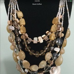 Boho gypsy natural stone 5 strands necklace
